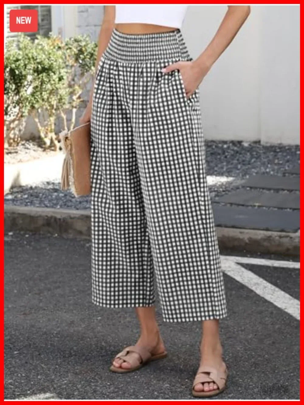 Wide Leg Palazzo PJ Bottoms | Smocked High Waist Cropped Pajama Lounge Pants